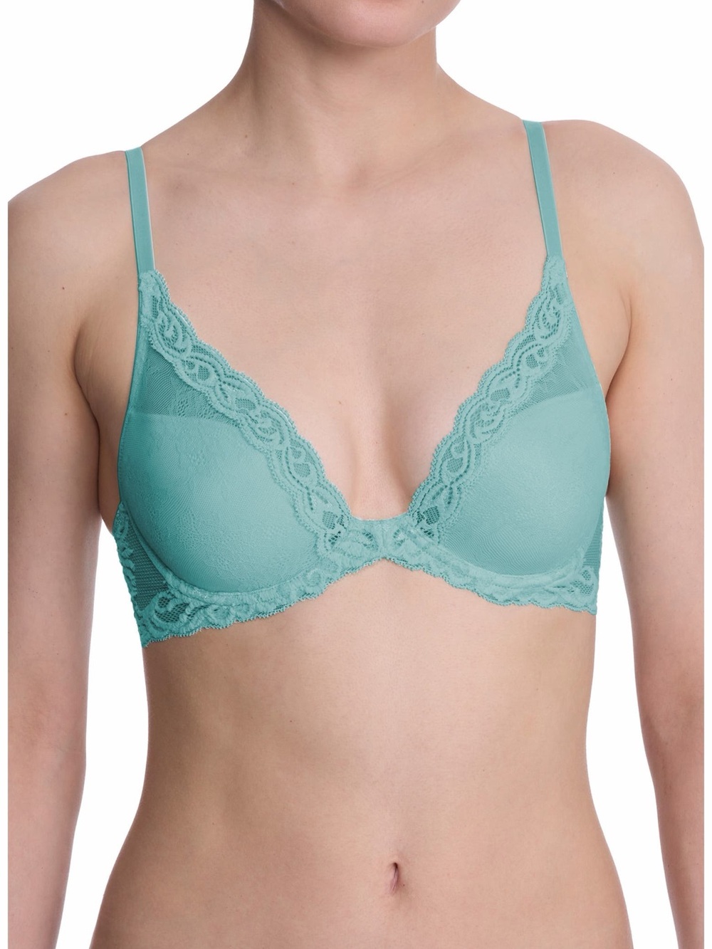 Natori Teal Lace Plunge Bra